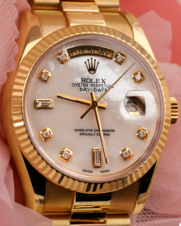 Rolex Day Date 36MM Mother Of Pearl Dial Yellow Gold President Bracelet (18038)