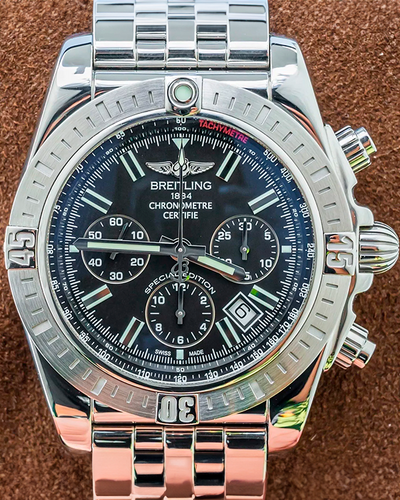 Breitling Chronomat 44MM Black Dial Steel Bracelet (AB011511/BF70)