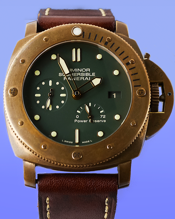 Panerai Submersible Bronzo L. E. 47MM Green Dial Leather Strap (PAM00507)