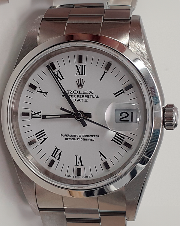 Rolex Oyster Perpetual Date 34MM White Dial Jubilee Bracelet (15200)