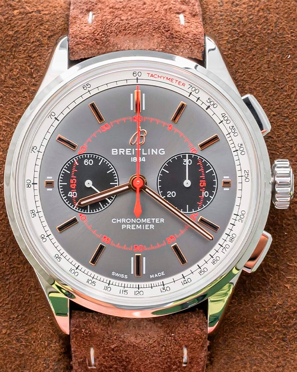 2022 Breitling Premier B01 Chronograph 42MM Grey Dial Leather Strap (AB0118A31B1X1)