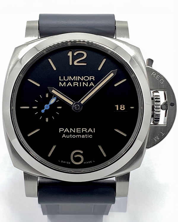 2018 Panerai Luminor Marina 1950 42MM Black Dial Aftermarket Horus Rubber Strap (PAM00722)