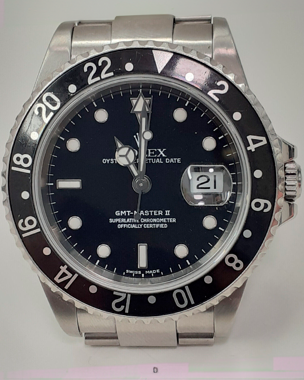 2002 (Y-Serial) Rolex GMT-Master II 40MM Black Dial Steel Oyster Bracelet (16710)