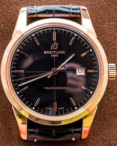 Breitling Transocean 43MM Black Dial Leather Strap (R1036012/BA92)