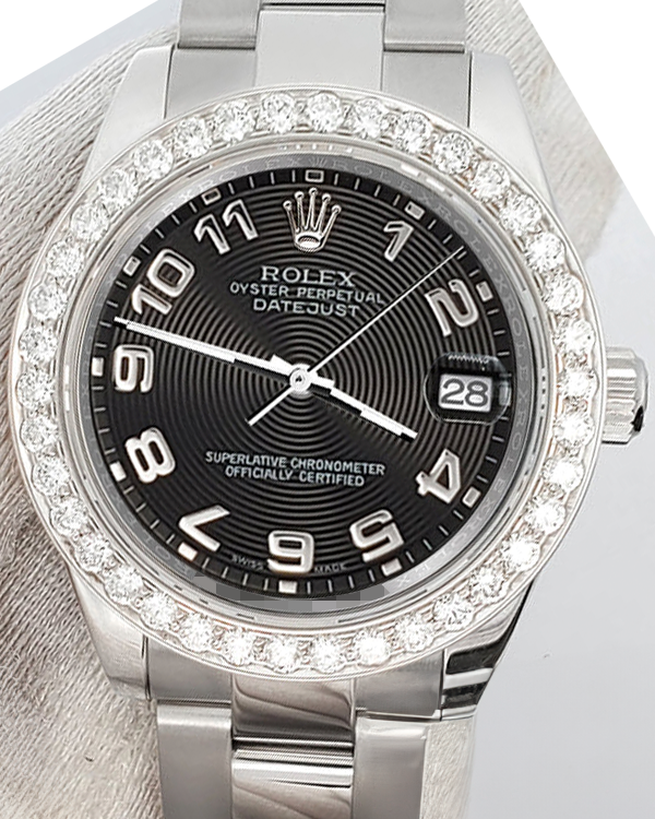 Rolex Datejust 31MM Black Concentric Motif Dial Steel Bracelet (178240)