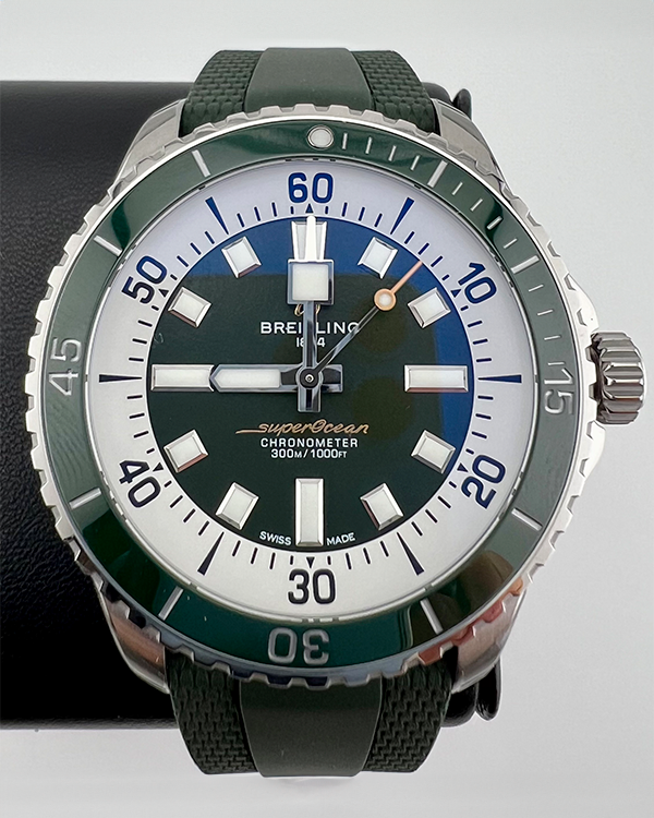 2023 Breitling Superocean Automatic 44MM Green Dial Rubber Strap (A17376)