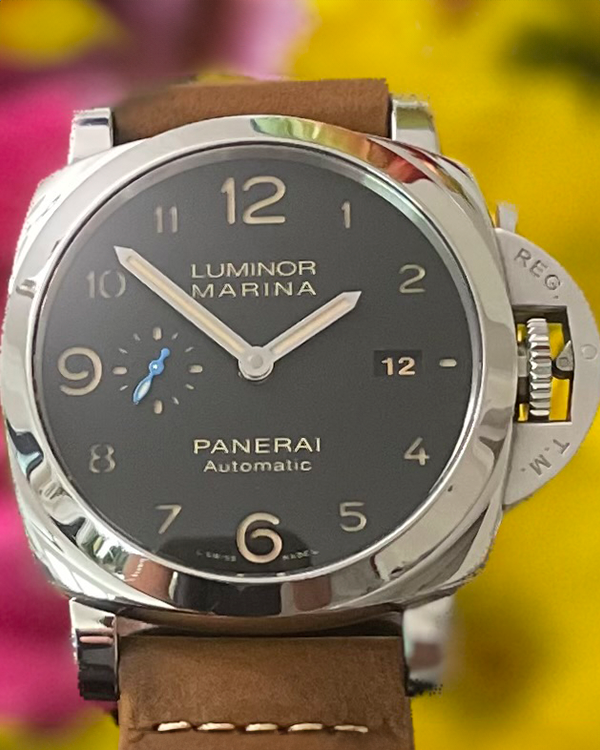 2021 Panerai Luminor Marina 1950 3 Days 44MM Black Dial Leather Strap (PAM01359)