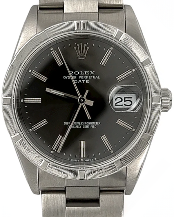 Rolex Oyster Perpetual Date 34MM Black Dial Steel Bracelet (15210)