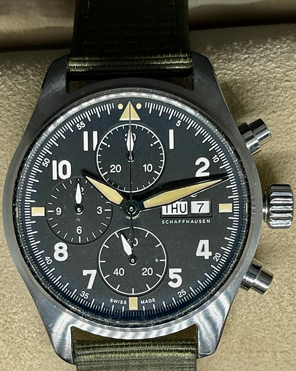 2022 IWC Pilot Spitfire Chronograph 41MM Black Dial Textile Strap (IW387901)