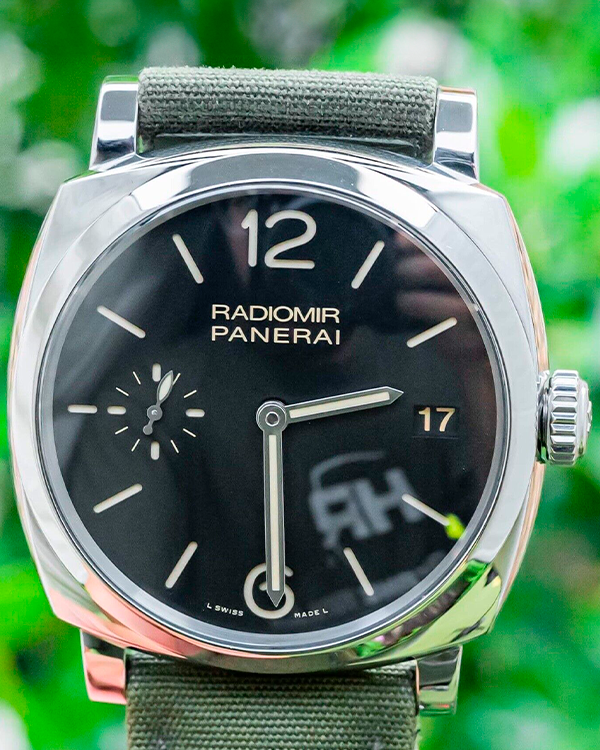 2015 Panerai Radiomir 1940 3 Days "Acciaio" 47MM Black Dial Textile Strap (PAM00514)