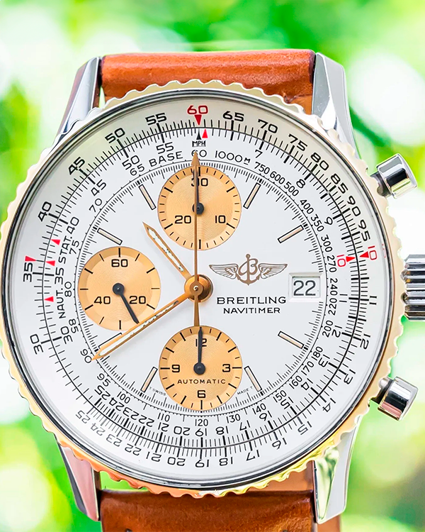 Breitling Old Navitimer 41.5MM Silver Dial Leather Strap (B13019 ...