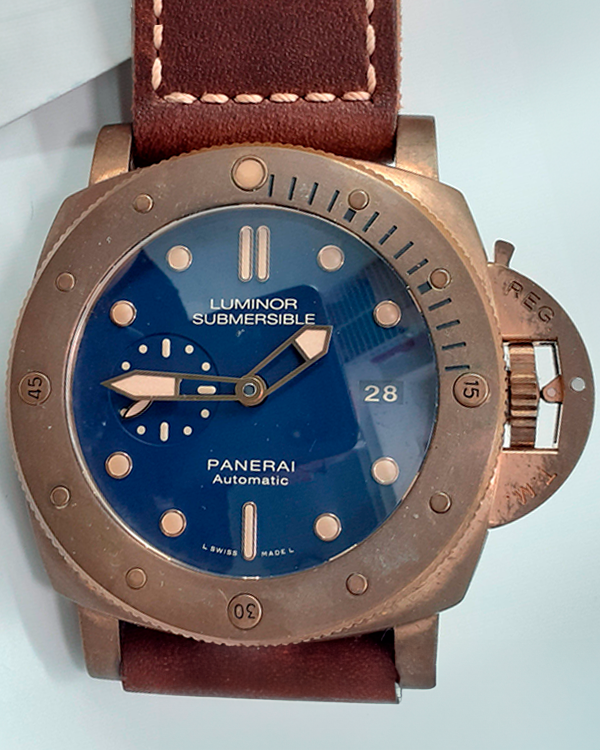 2017 Panerai Submersible 1950 3 Days 47MM Blue Dial Leather Strap (PAM00671)