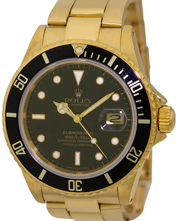 Rolex Submariner 40MM Black Dial Yellow Gold Bracelet (16808)