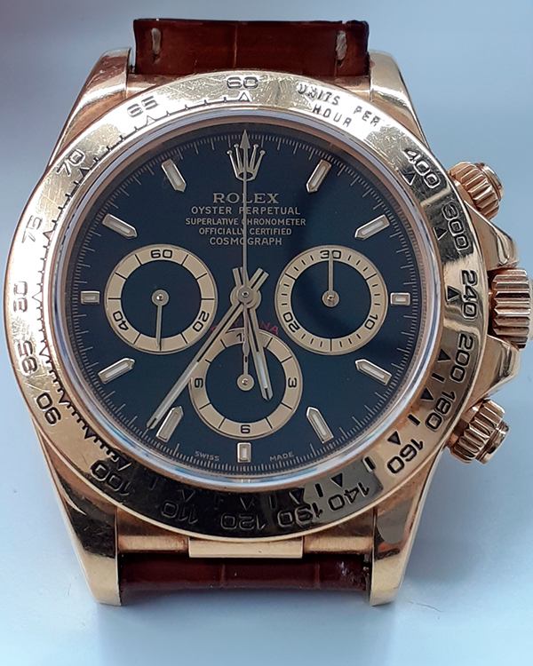 Rolex Cosmograph Daytona "Zenith" 40MM Black Dial Leather Strap (16518)