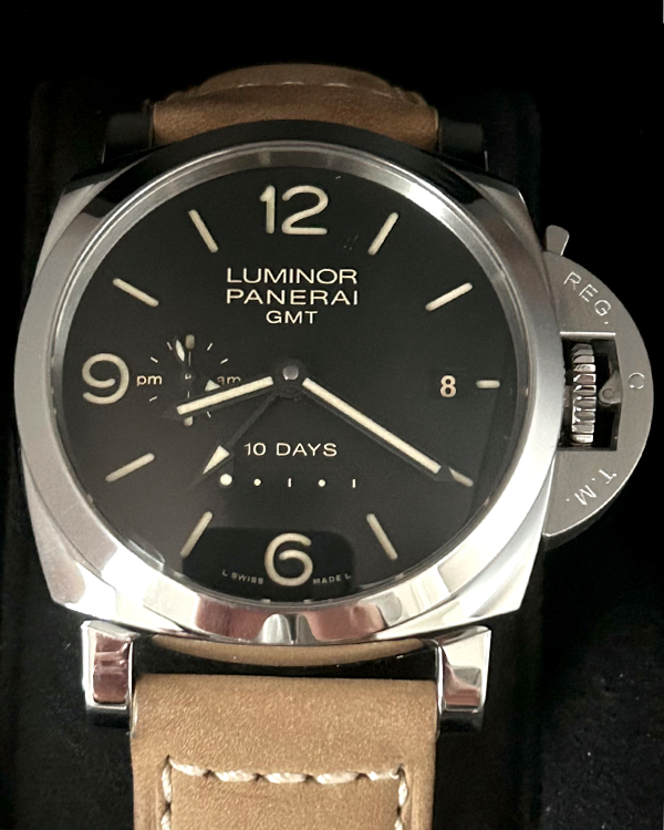 2022 Panerai Luminor 1950 10 Days GMT 44MM Black Dial Leather Strap (PAM00533)