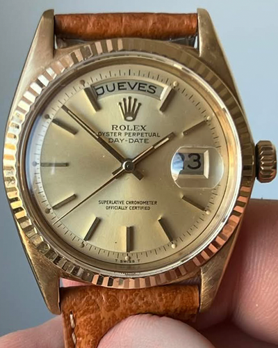 Rolex Day-Date 36MM Champagne Dial Aftermarket Leather Strap (1803)