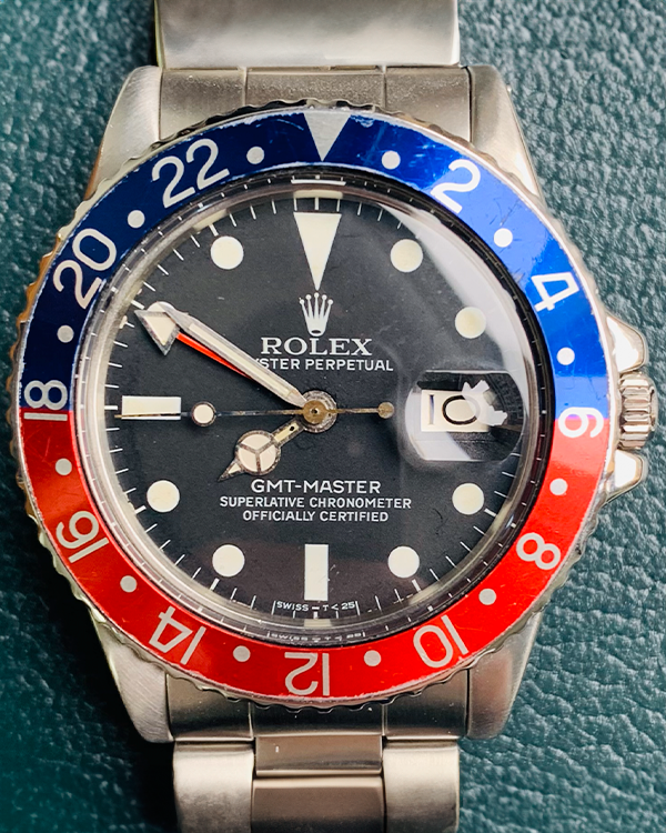 1979 Rolex GMT-Master "Pepsi" Vintage 40MM Black Dial Steel Bracelet (16750)