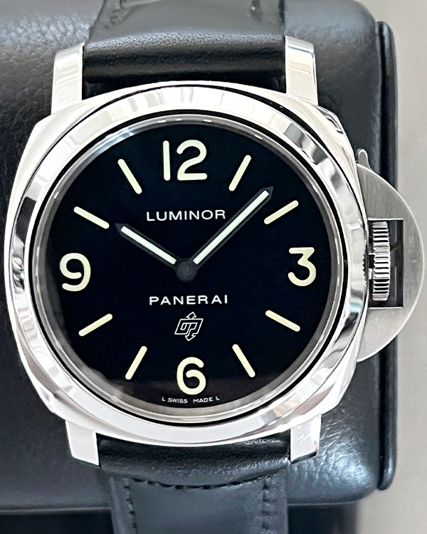 2017 Panerai Luminor Base Logo 44MM Black Dial Leather Strap (PAM01000)