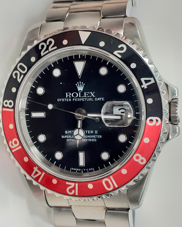 Rolex GMT-Master II "Coke" 40MM Black Dial Steel Bracelet (16710)