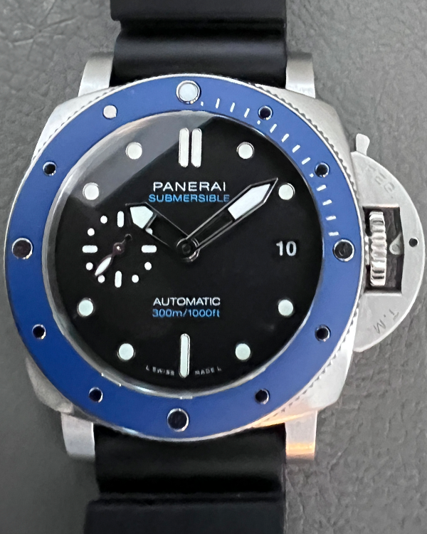 2021 Panerai Submersible Azzurro 42MM Black Dial Rubber Strap (PAM01209)