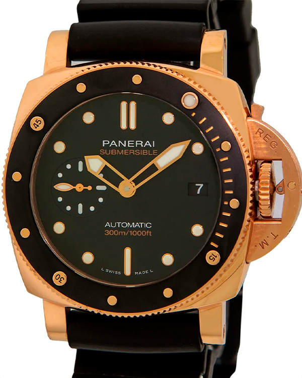 Panerai Luminor Submersible Goldtech 42MM Black Dial Rubber Strap (PAM01164)