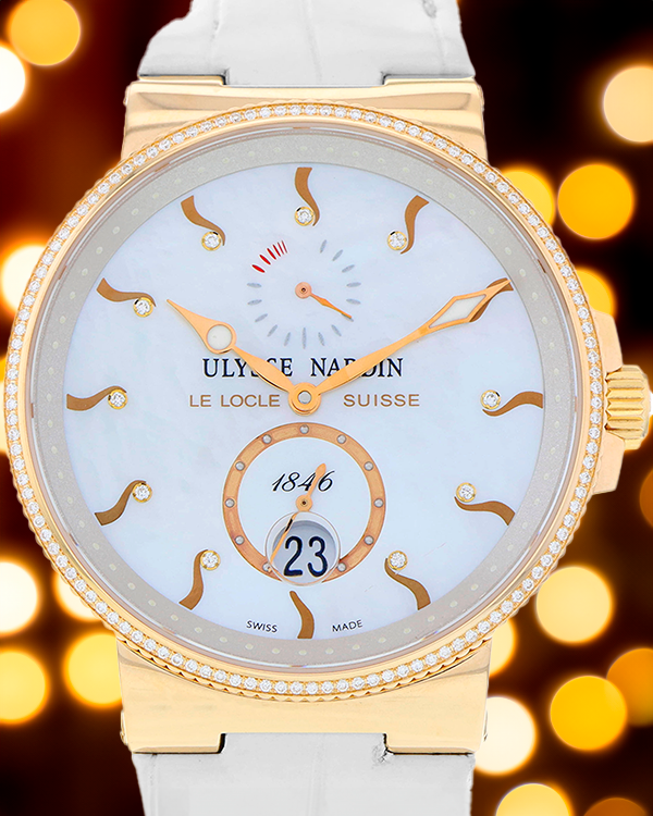 Ulysse Nardin Marine Chronometer 41MM Mother of Pearl Dial Leather Strap (265-66)