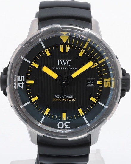 IWC Schaffhausen Aquatimer 46MM Black Dial Rubber Strap (IW358001)