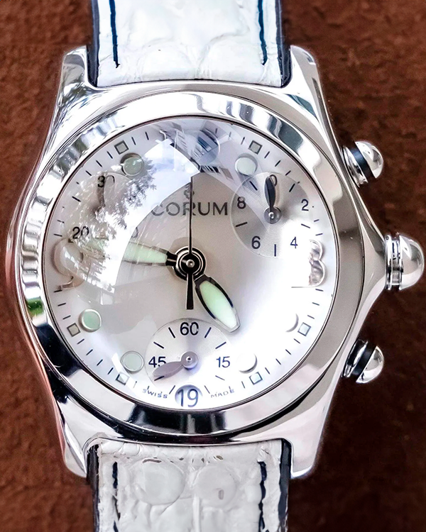 Corum Bubble 35MM Quartz Silver Dial Leather Strap (196.150.20)