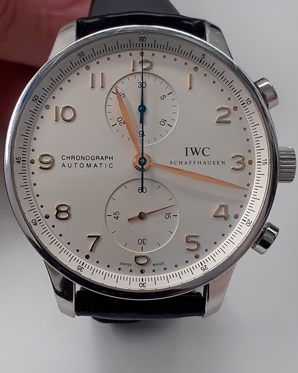 IWC Portugieser Chronograph 41MM Silver Dial Leather Strap (IW371401)