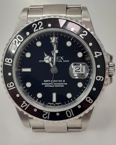 2002 (Y Series) Rolex GMT Master II 40MM Black Dial Oyster Bracelet (16710)