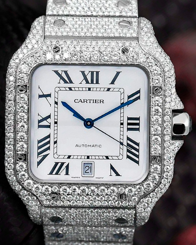 Cartier Santos De Cartier 39.8MM Silver Dial Steel Bracelet (WSSA0018)