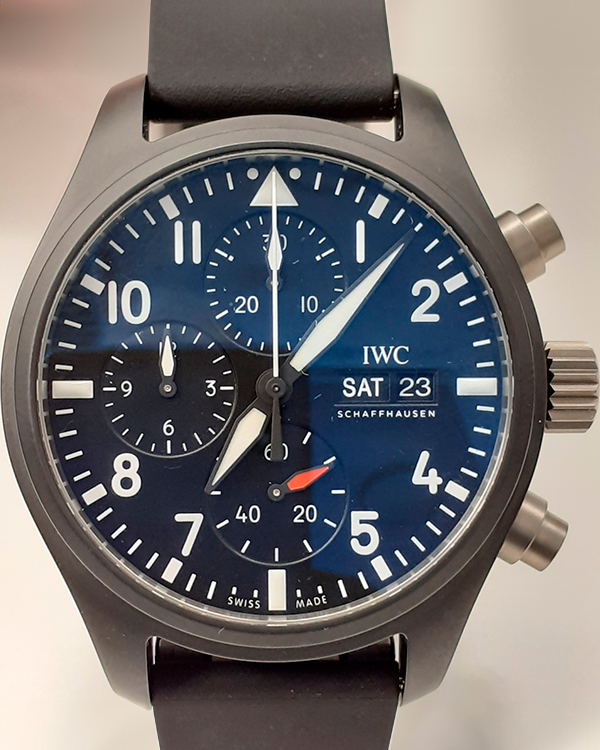 2024 IWC Schaffhausen Pilot Chronograph Top Gun 41.9MM Black Dial Rubber Strap (IW389401)