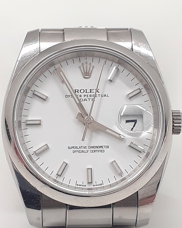 Rolex Oyster Perpetual Date 34MM White Dial Steel Bracelet (115200)