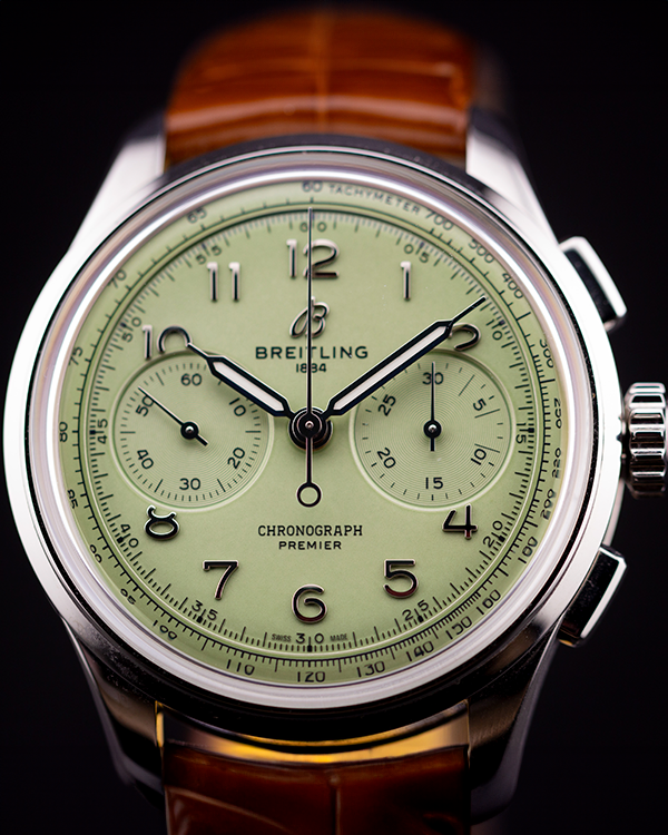 2024 Breitling Premier B09 Chronograph 40MM Green Pistachio Dial Leather Strap (AB0930)