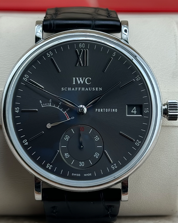 IWC Schaffhausen Portofino Hand-Wound 45MM Grey Dial Aftermarket Leather Strap (IW510115)