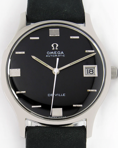 Omega Seamaster Date 33MM Black Dial Aftermarket Leather Strap (162.046)