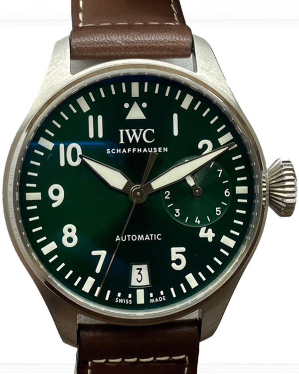 2023 IWC Schaffhausen Big Pilot 46.2MM Green Dial Leather Strap (IW501015)