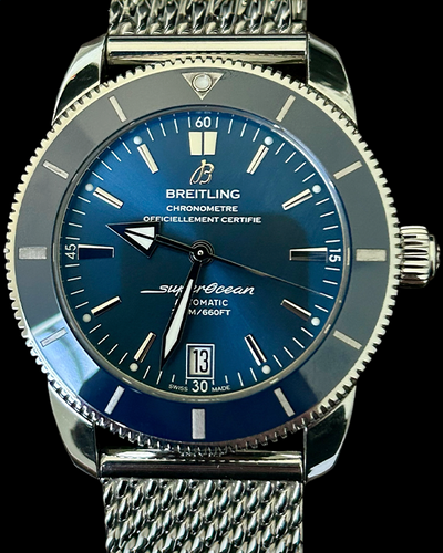 No Reserve - 2018 Breitling Superocean Heritage II 42MM Blue Dial Steel Bracelet (AB201016/C960)