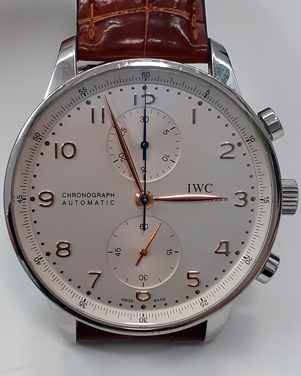 IWC Portuguese Chronograph 41MM Silver Dial Leather Strap (IW371401)