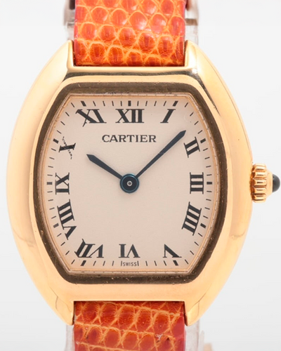 Cartier Tonneau 24x28MM White Dial Leather Strap (W1517456)