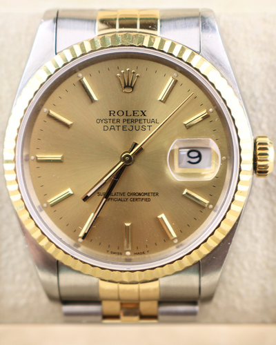 1991 (X Serial) Rolex Datejust 36MM Champagne Dial Two-Tone Jubilee Bracelet (16233)