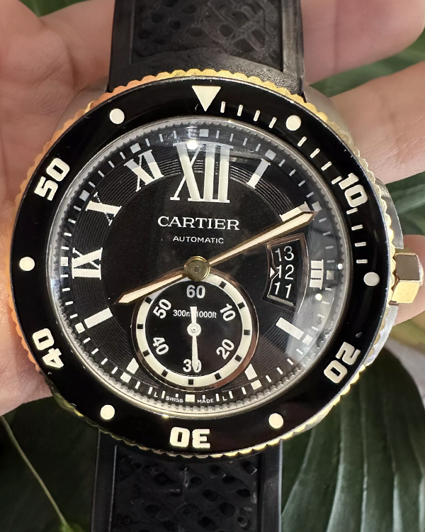 2015 Cartier Calibre de Cartier Diver 42MM Black Dial Rubber Strap (W7100055)