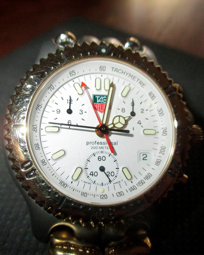 TAG Heuer S/EL Professional Chronograph 39MM White Dial Two-Tone Bracelet (CQ1120. BB0424)