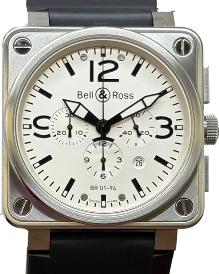 Bell & Ross BR 01-94 Chronograph 46MM Silver Dial Rubber Strap (BR01-94)