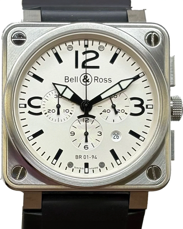 Bell & Ross BR 01-94 Chronograph 46MM Silver Dial Rubber Strap (BR01-94)