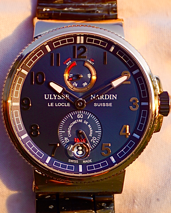 Ulysse Nardin Marine Chronometer Manufacture 43MM Blue Dial Aftermarket Leather Strap (1186-126-63)