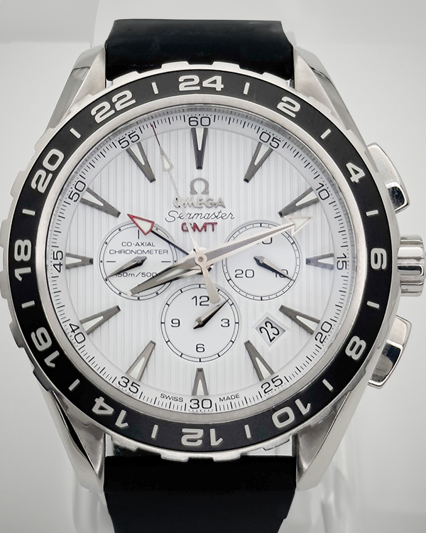 Omega Seamaster GMT Aqua Terra 150M 44MM White Dial Aftermarket Rubber Strap (231.13.44.52.04.001)