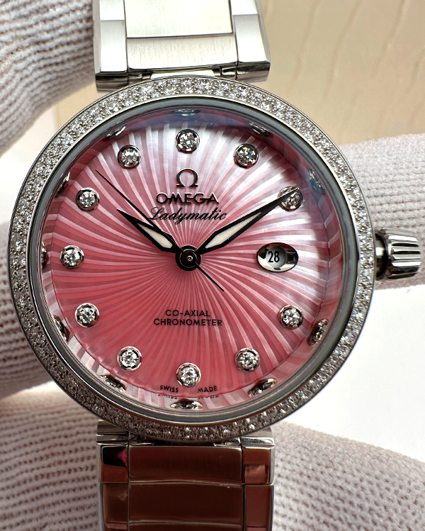 Omega Ladymatic 34MM Pink Dial Steel Bracelet (425.35.34.20.57.001)