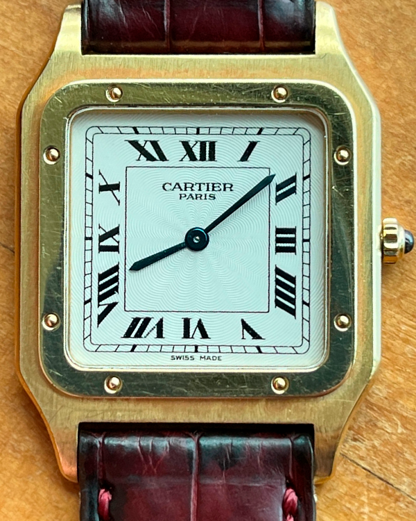 Cartier Santos Dumont 27MM Silver Dial Leather Strap (1576)