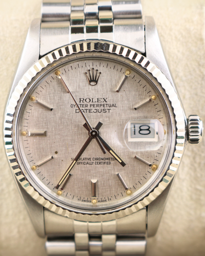 1984 (8.4 Mill Serial) Rolex Datejust 36MM Silver Linen Dial Jubilee Bracelet (16014)